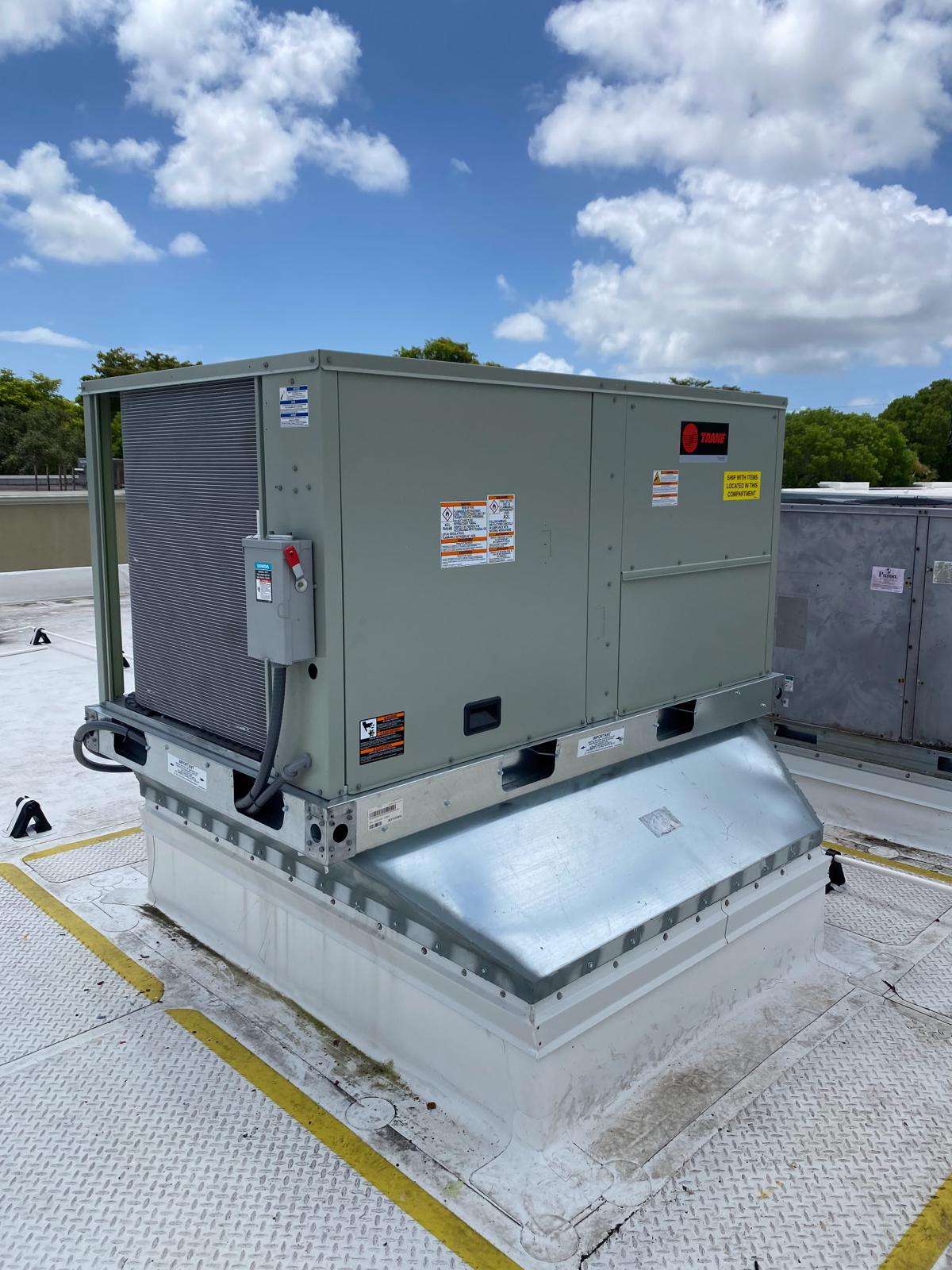 Rooftop unit change-out for a commercial property.